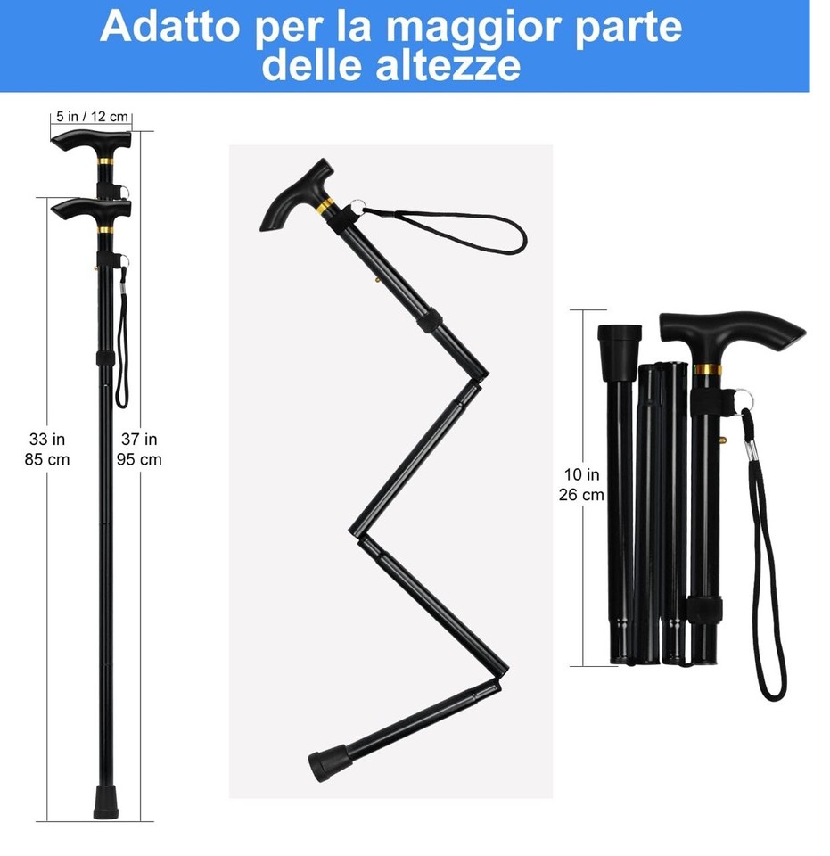Bastone Da Trekking Pieghevole In Alluminio – Regolabile, Leggero, Da 27cm A 93cm – Viaggio USA