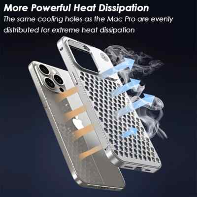 Cooling Metal Heat Dissipation Aluminum Phone Case For iPhone 12 13 14 15 Pro