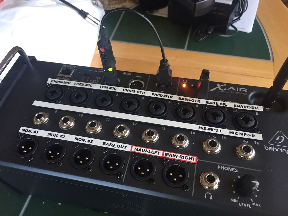 Channel Labeling Strips Behringer X-Air XR16 MR16 MIDAS Channel Labeling Strips Behringer X-Air XR16 MR16 MIDAS