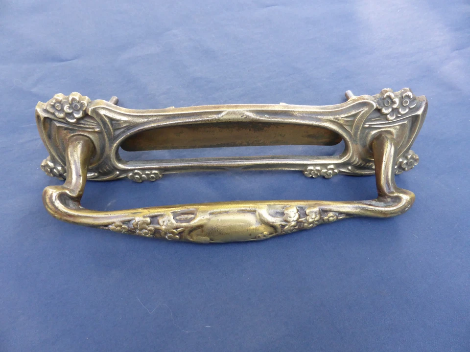Poignée Façade Boîte aux lettres 25 cm laiton Art Nouveau Porte d'entrée Ancien - Photo 3/4