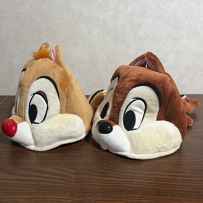 Tokyo Disney Resort Chip & Dale Fluffy Plush Hat Fan Cap Set of 2