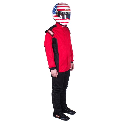 RaceQuip 110013 ONE PIECE SINGLE LAYER RACING DRIVER FIRE SUIT; SFI 3.2A/ 1 ; RED MEDIUM