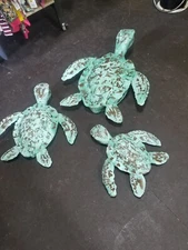 Metal Art  SEA TURTLE Set ( 3 pc ) Pool ? Nautical Decor from Mexico