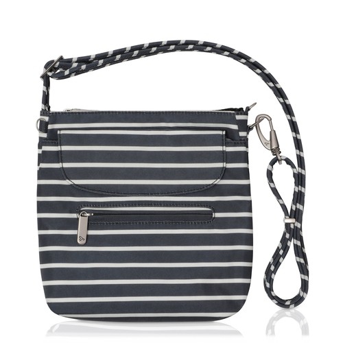 Travelon AntiTheft Classic Mini Shoulder Bag Black w/White Stripe