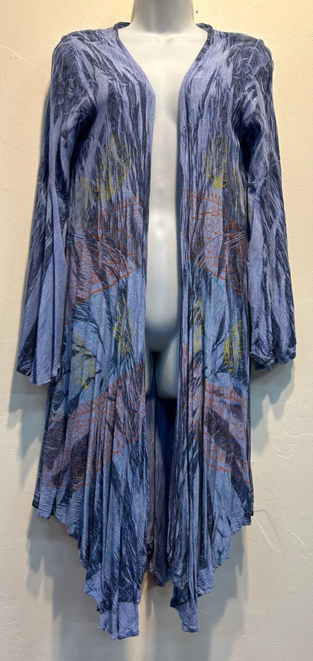 Nuevo con etiquetas HILOS SAGRADOS BOHO TIE DYE RAYÓN ARRUGADO TOP CÁRDIGAN CHAQUETA PLUMERO L Foto 4 de 4
