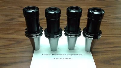 CME CAT40-ER32 COLLET CHUCKS W. 4" LONG GAGE LENGTH---4 CHUCKS --Tool Holder Set