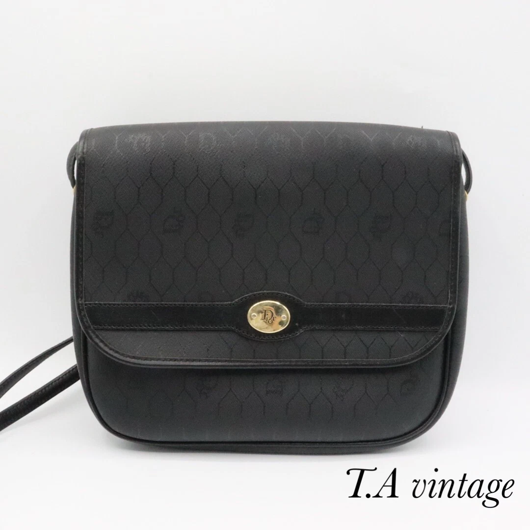 Authentique sac à bandoulière Christian Dior cuir noir Japon