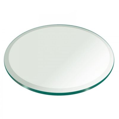 Clear 1/2'' Inch Thick Round Tempered Glass Table Top with Beveled Polished Edge