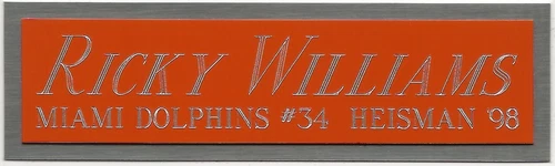 RICKY WILLIAMS DOLPHINS NAMEPLATE AUTOGRAPH Signed Football HELMET JERSEY PHOTO