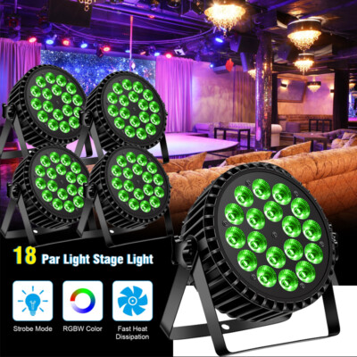 4X U'King LED 18x18w Par Light RGBW LED Par DMX Stage Lighting for KTV Halloween