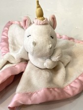 Pink Unicorn Lovey Security Blanket Plush Satin White Soft Lovie Comfort Carters