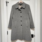 Anne Klein Women’s Wool Cashmere Coat Gray Button Front Long Jacket