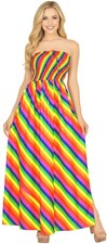 LA LEELA Women's Elegant Maxi Dresses Evening Tube Dress L-XL Multi, Stripes