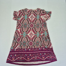 FATFACE Dress 12R Purple Womens Round Neck Short Sleeved Paisley Boho