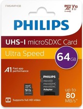 Image of New Philips 64GB Micro SD Memory Card Ultra Speed Class 10 Sdhc SD Adapter SDXC