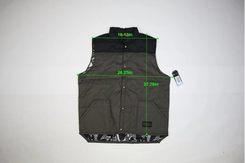 Troll Co Redford Vest Mens XL Black & Charcoal Snap Button Sleeveless Vest NWT - Image 2 of 4