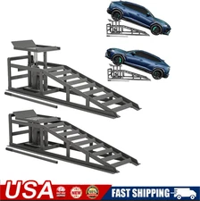 2 Pcs Heavy Duty Auto Car Truck Service Ramps Lifts Hydraulic Lift 5 ton jack