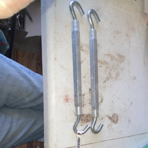 Lot of 2 Galvanized Metal Hook-to-Hook Lifting Turnbuckle Tensioners