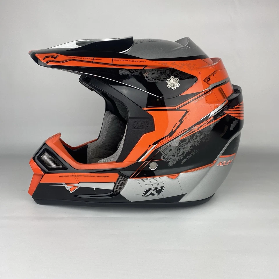 Klim F4 ECEHelmet Orange Silver Snowmobile Motorcycle Off-Road Biker Snell - Image 2 of 4