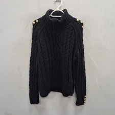 Holland Cooper Corded Roll Neck Chunky Knit Cotton Wool Jumper Sweater Large