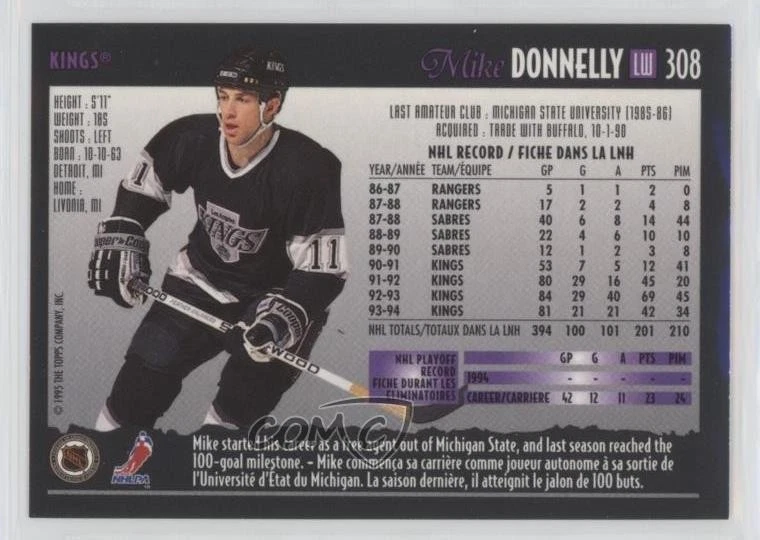 1994-95 O-Pee-Chee Premier Mike Donnelly #308 - Image 2 of 2