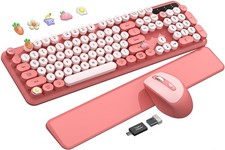 Wireless Keyboard and Combo, Typewriter Keyboard with Detachable Wrist Rest, ...