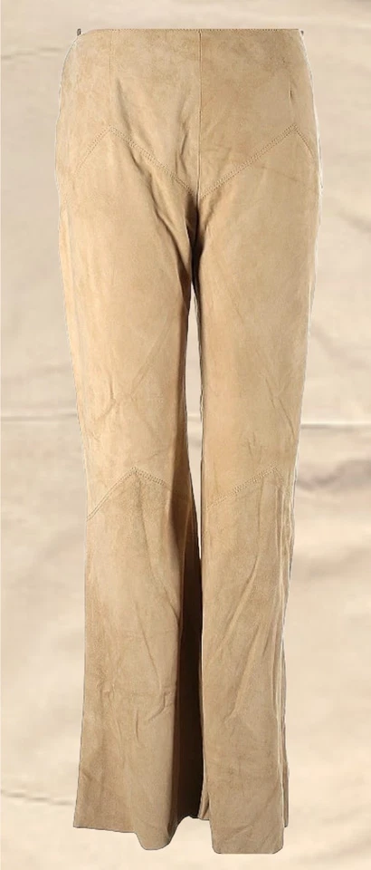 De colección - Pantalones Pantalón Valentino 2000 Beige Gamuza Corte Bota Ligeramente Acampanados - 10