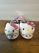 Hello Kitty Girls Pink  White Plush Slippers