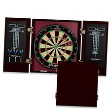 Official Size Dart Board Cabinet Set- Easy-Assembly Complete with 6 Black