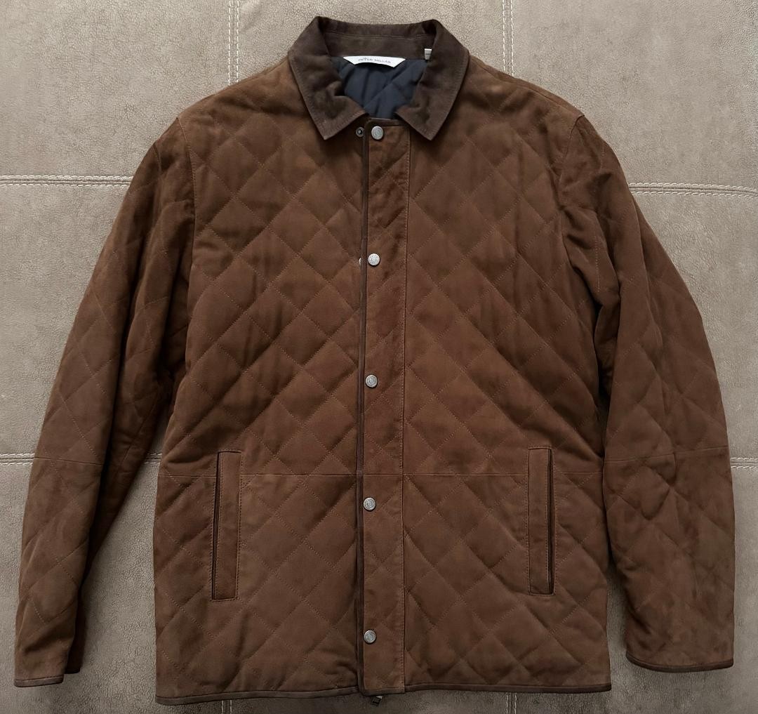 Peter Millar Men's Espresso Suffolk Quilted Suede Travel Coat