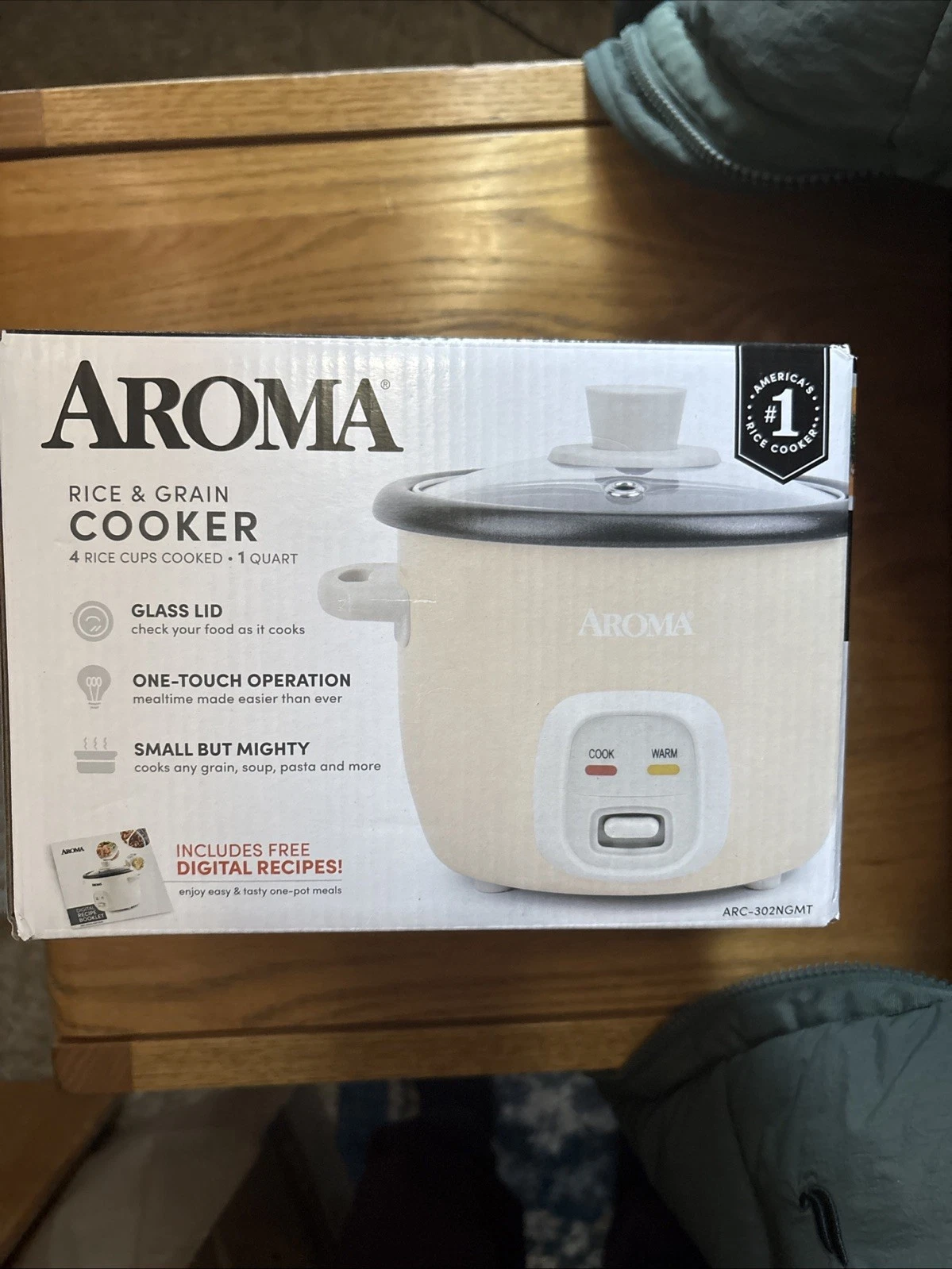 Aroma 4 Cup Pot Style Rice Grain Cooker 1 Quart ARC-302NG, Open Box Item