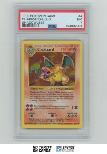 1999-00 Pokemon Game Shadowless Holo Charizard PSA 7 #4/102