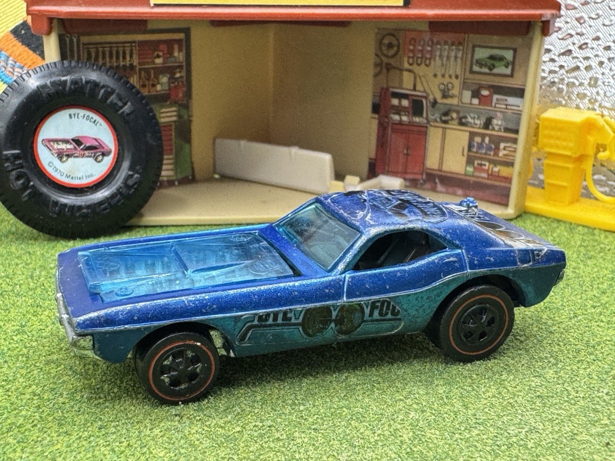 1971 Hot Wheels Redline Bye-Focal HK Spectraflame Blue RARE Button