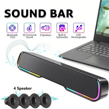 Wireless Surround Sound Bar 4 Speaker System Bluetooth Subwoofer TV Home Theater