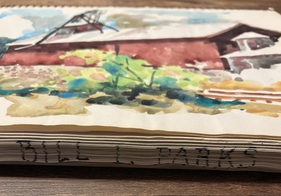 Original Art Bill L Parks Watercolor Sketchbook Landscape