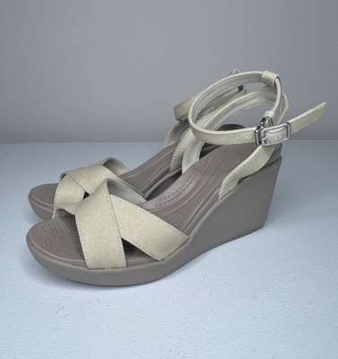 Crocs Leigh II Cross Strap Ankle Wedge Sandals Women's Size 8