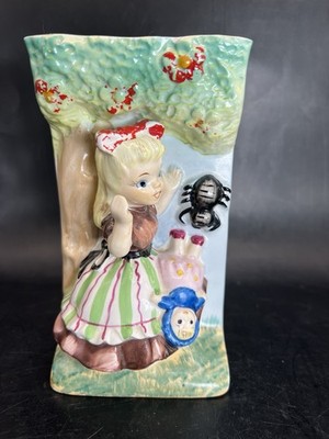 Vintage   Little Miss Muffet  3D Wall Pocket Planter Kitschy Cute
