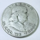1951 US Franklin 90% Silver Half Dollar Circulated Coin #6498