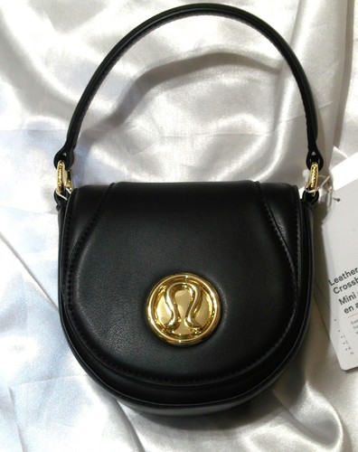 New Lululemon Leather Alternative Crossbody Mini - $148 MSRP - Black/Gold