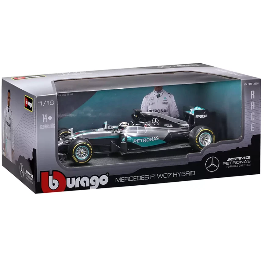 Bburago/Maisto 1:18 Mercedes F1 W07 Hybrid 2016 Lewis Hamilton Diecast Car - Image 4 of 4