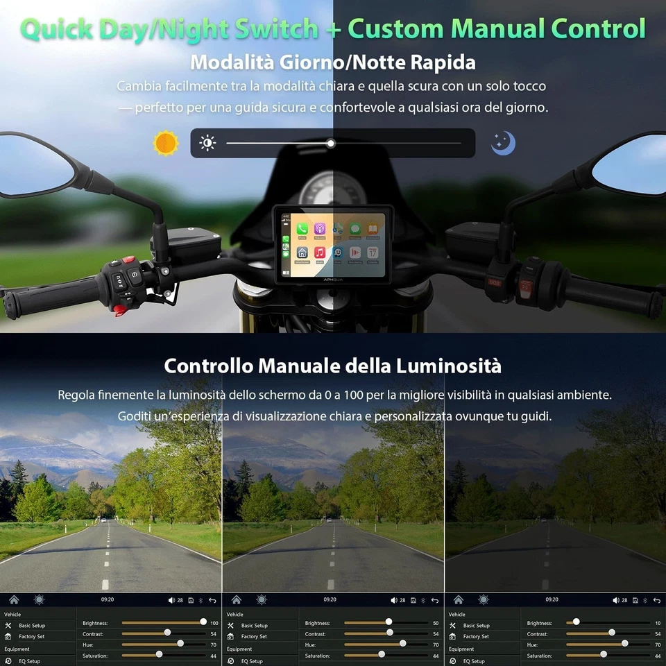 Autoradio per Moto da 5" con CarPlay e Android Auto Wireless, IP67 , Touchscreen - Immagine 4 di 4
