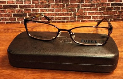 FOSSIL Mimi Stainless Steel Flex Frames Metallic Brown/Grey Eyeglasses ORX3 130
