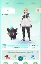 Pokémon Acc Go Lv70 ⭐️No Team ⭐️10.1M Stardust ⭐️3 Legendary ⭐️154 Shiny