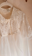 Rare Vintage White Lace Peignoir Robe Sheer Bridal Nightgown