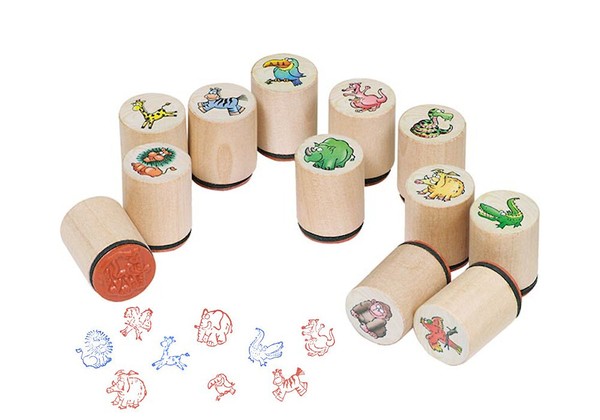 Stempel Wilde Tiere 6Er Set LöWe Krokodil Affe Stempelset Holzstempel Wildtiere-image