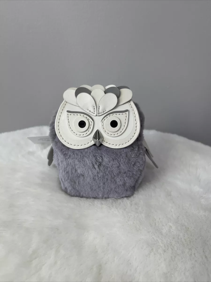 NWT Kate Spade Hoot 3D Owl Coin Purse Grey Multi Novelty Gift