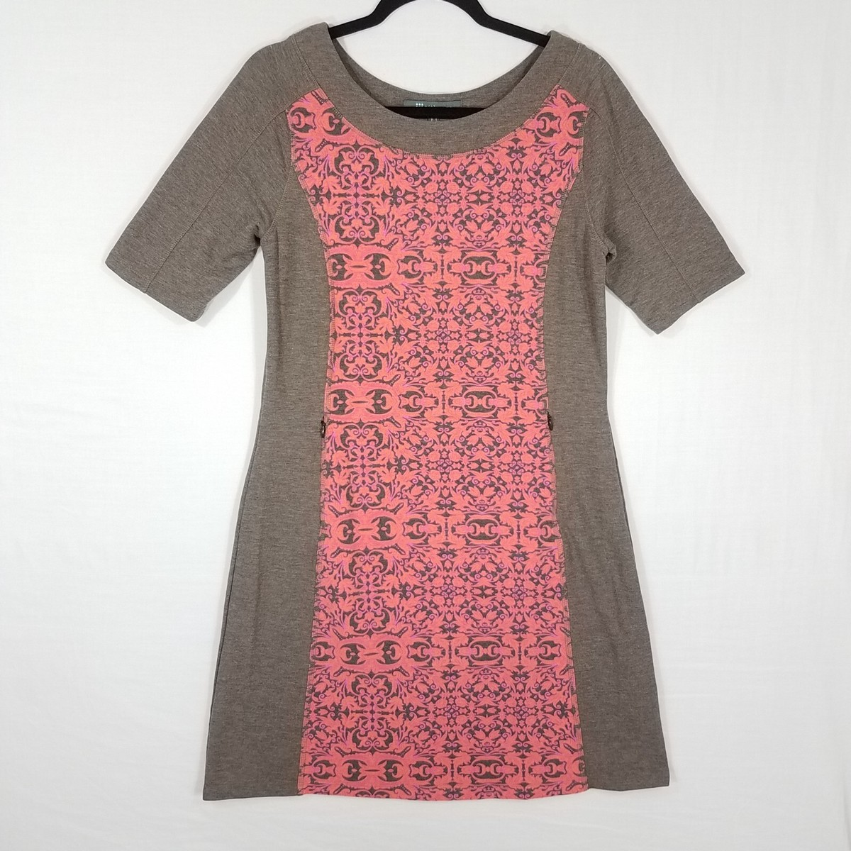 Title Nine Athleisure Dress M Golf Colorblock Brown Coral Floral  Mediterranean | eBay