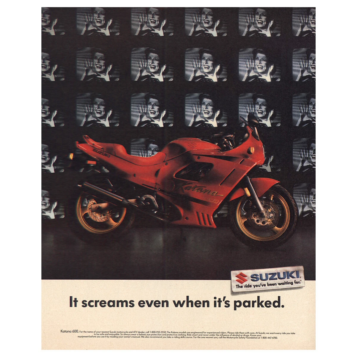 1990 Suzuki Katana 600 Screams Even When Parked Vintage Print Ad