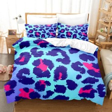 Camouflage Leopard Bedding Set 3Pcs Quilt Duvet Cover Dorm Single Double King