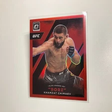 Khamzat Chimaev 2022 Panini Donruss Optic UFC AKA Borz Red Prizm Card 12/99 #23